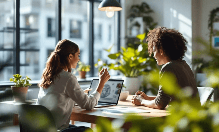 Two creators collaborating on a 3D model from a web platform.